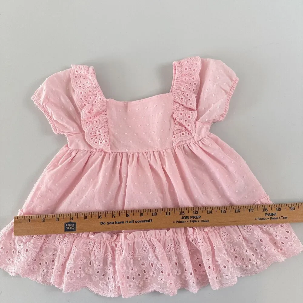 Shabby Chic Girls Pink Eyelet Ruffle Top Lined Size XS - 4 New With Tags - Picture 10 of 12
